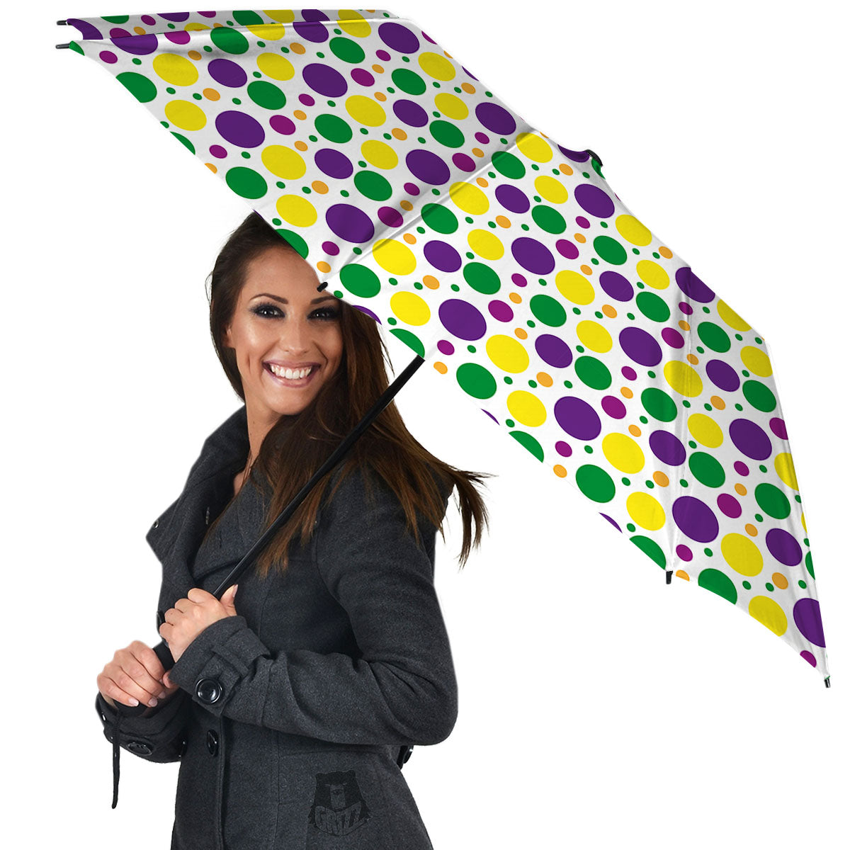 Polka Dot Mardi Gras Print Pattern Umbrella-grizzshop