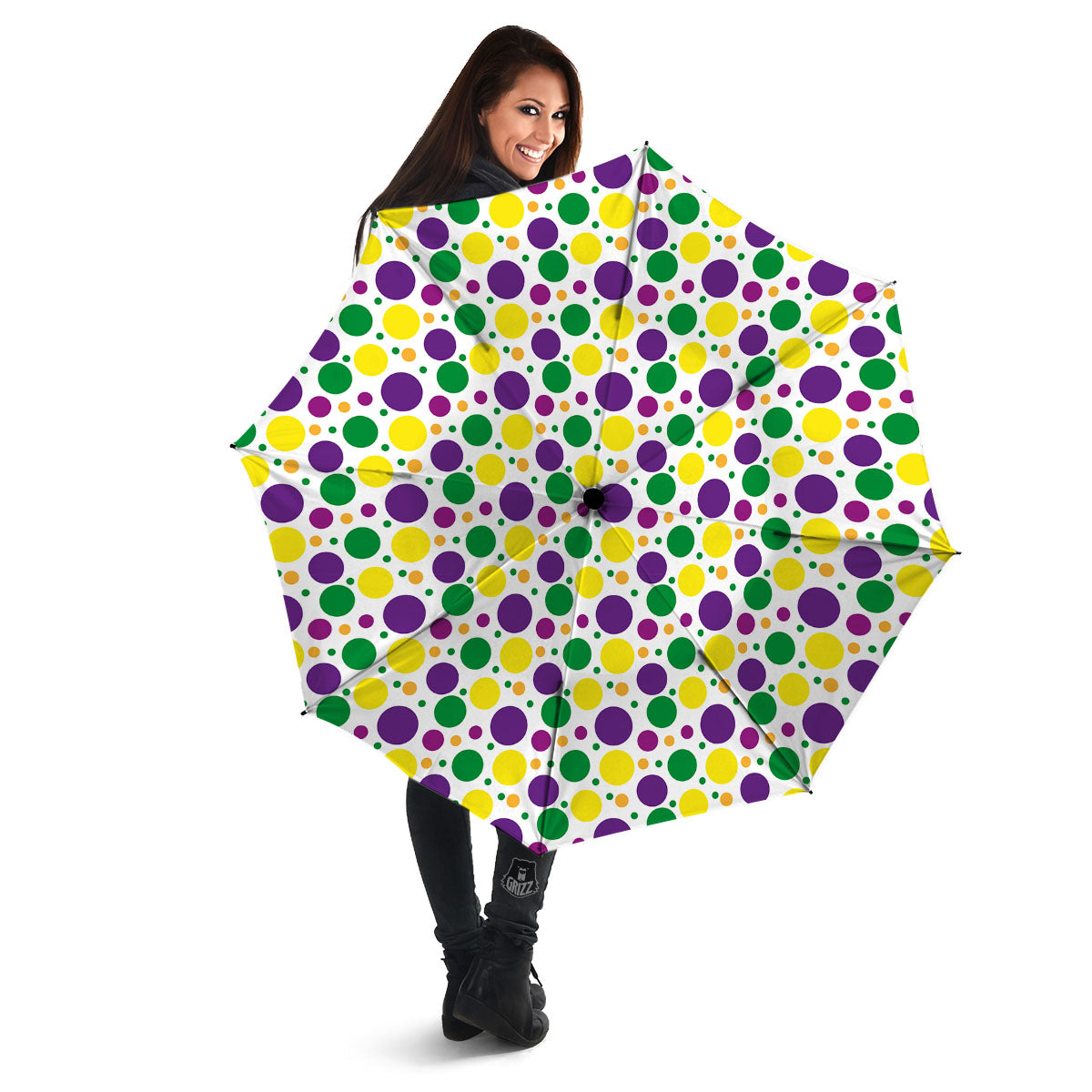 Polka Dot Mardi Gras Print Pattern Umbrella-grizzshop
