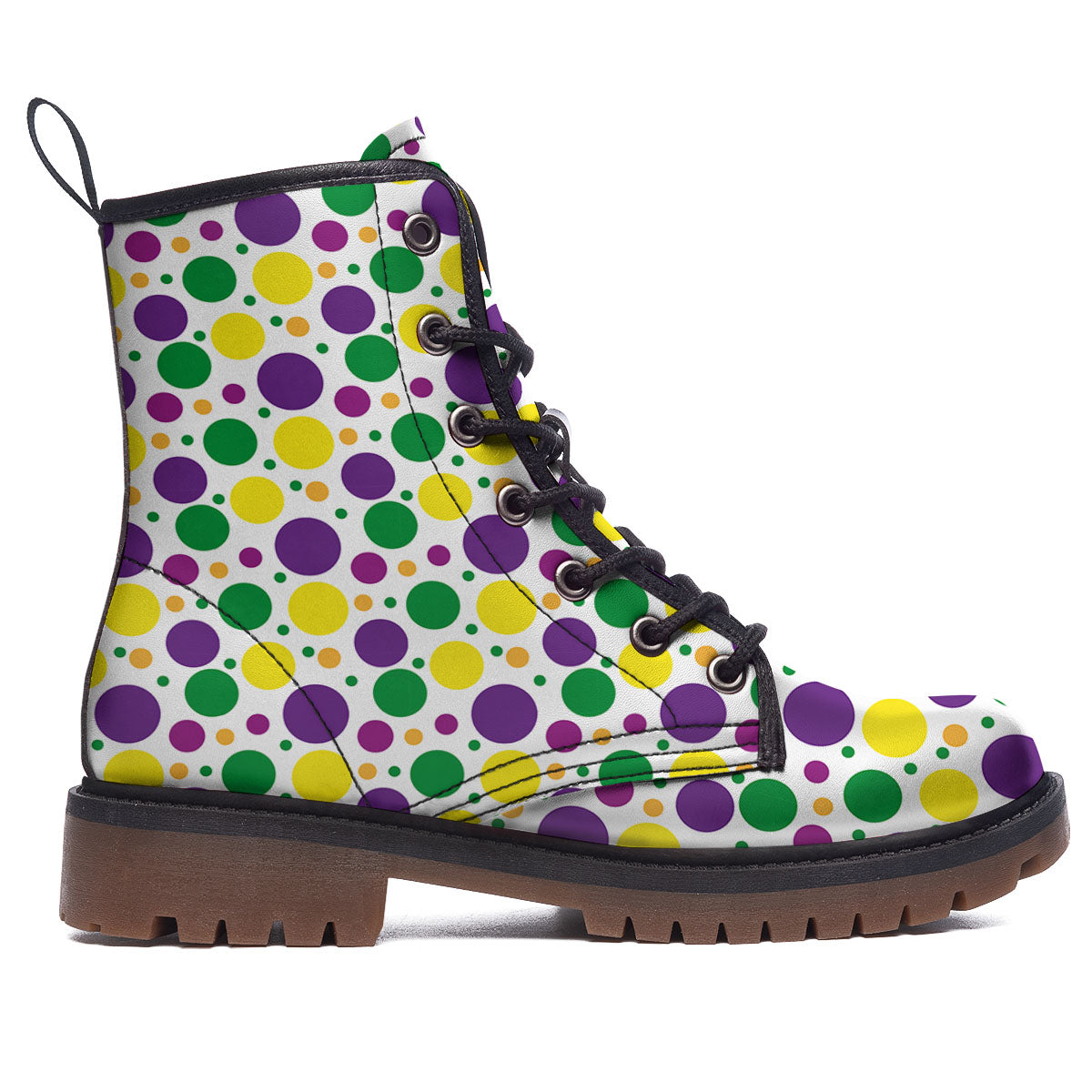 Polka Dot Mardi Gras Print Pattern Work Boots-grizzshop