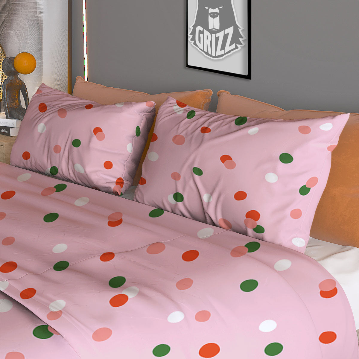 Polka Dot Merry Christmas Print Pattern Duvet Cover Bedding Set