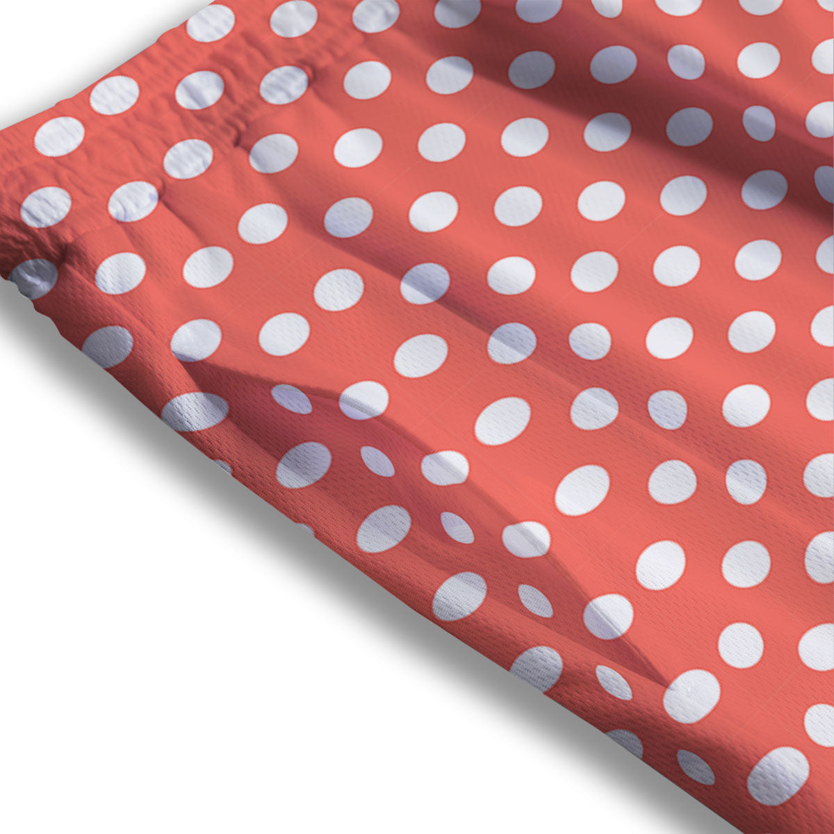 Polka Dot Pastel Red And White Print Mesh Shorts