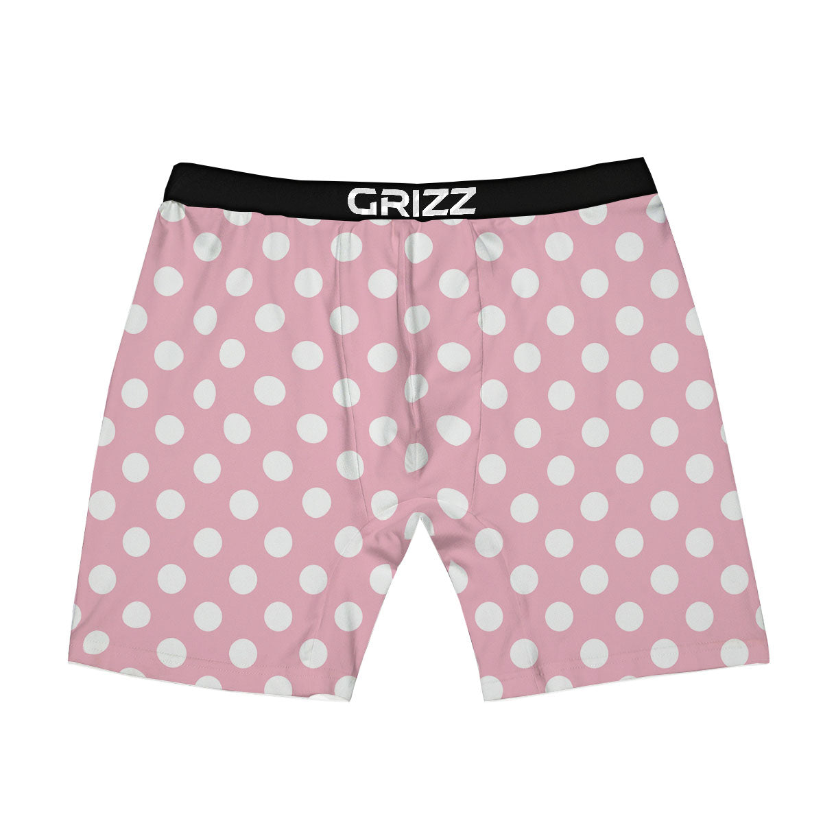 Polka Dot Pink And White Print Boxer Briefs-grizzshop