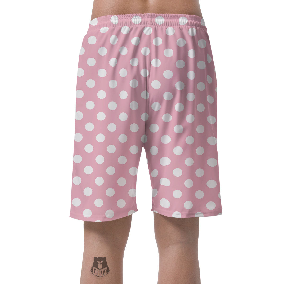 Polka Dot Pink And White Print Men's Shorts-grizzshop