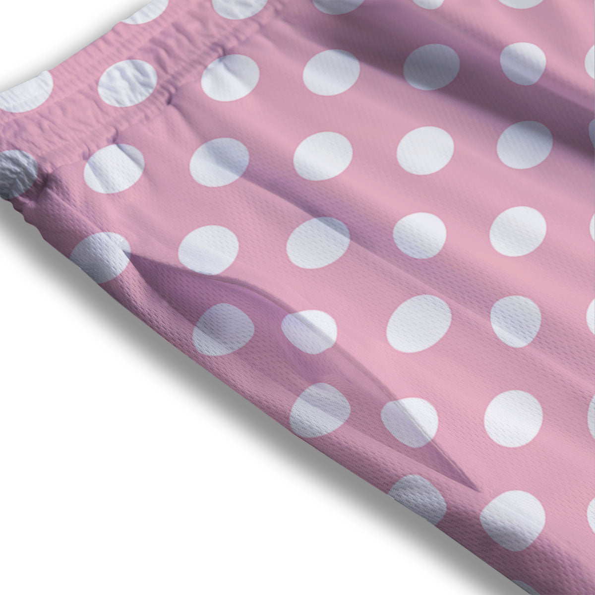 Polka Dot Pink And White Print Mesh Shorts