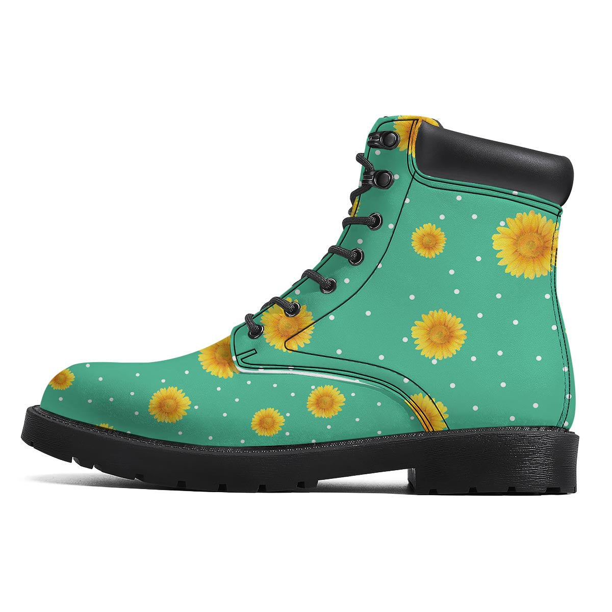 Polka Dot Sunflower Print Pattern Boots-grizzshop