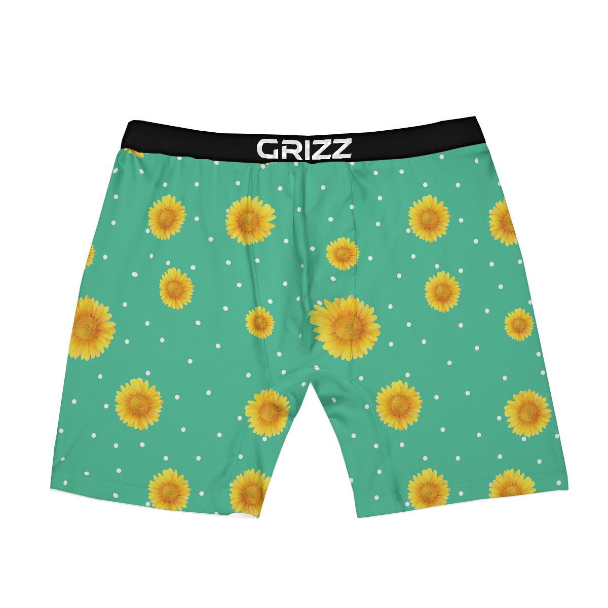 Polka Dot Sunflower Print Pattern Boxer Briefs-grizzshop