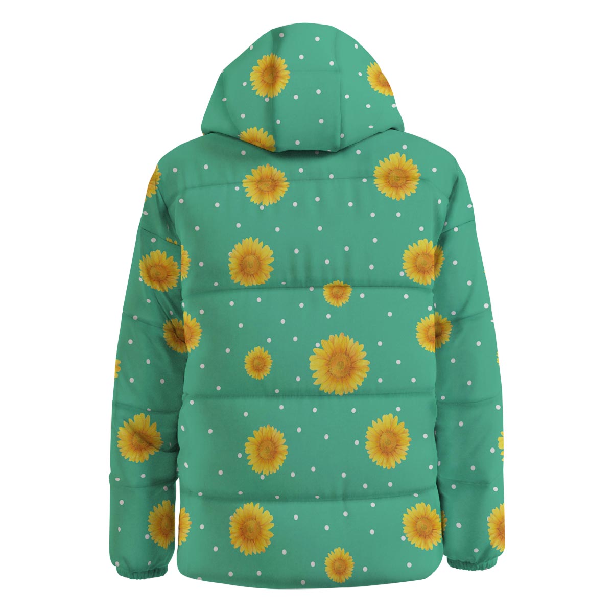 Polka Dot Sunflower Print Pattern Down Jacket-grizzshop