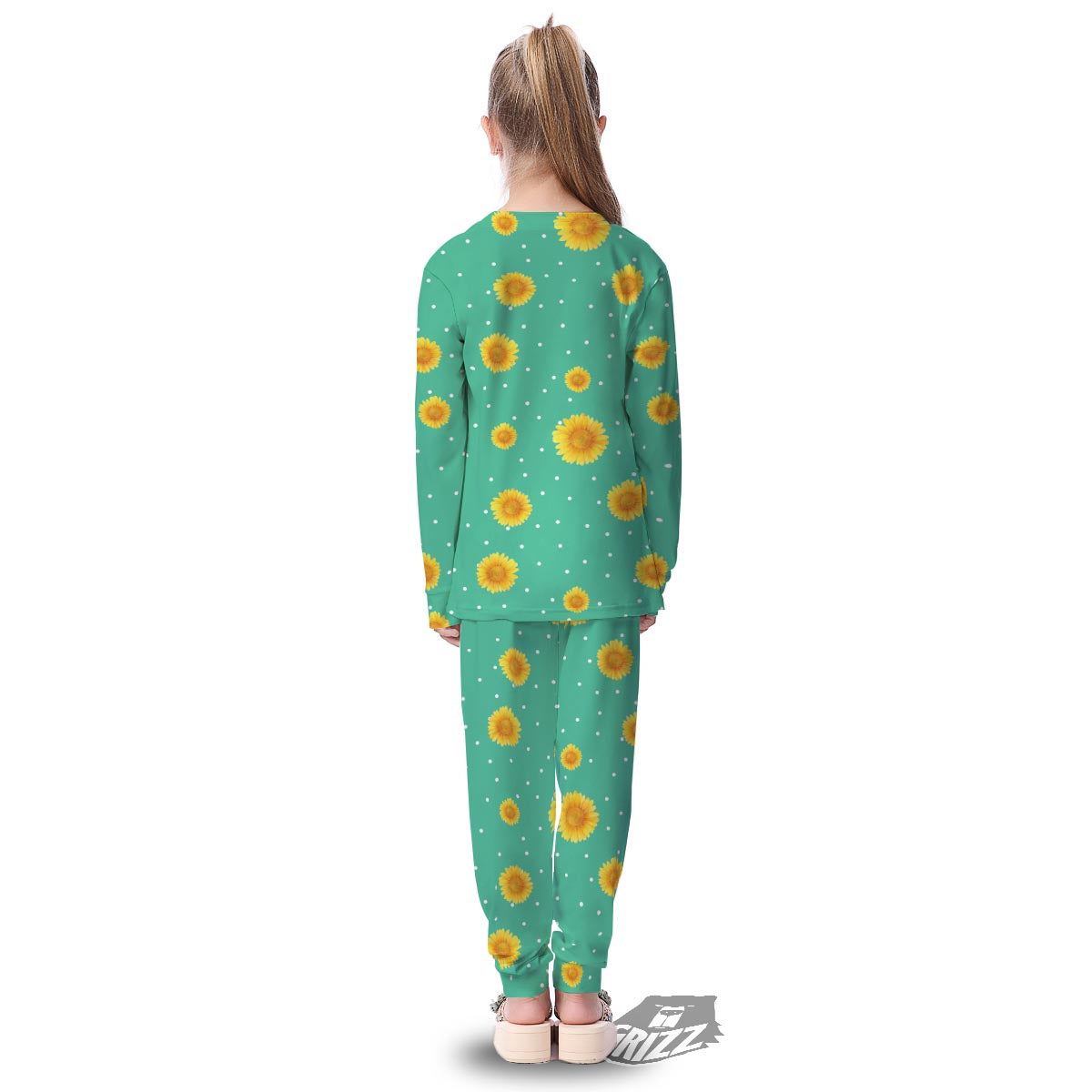 Polka Dot Sunflower Print Pattern Kid's Pajamas-grizzshop