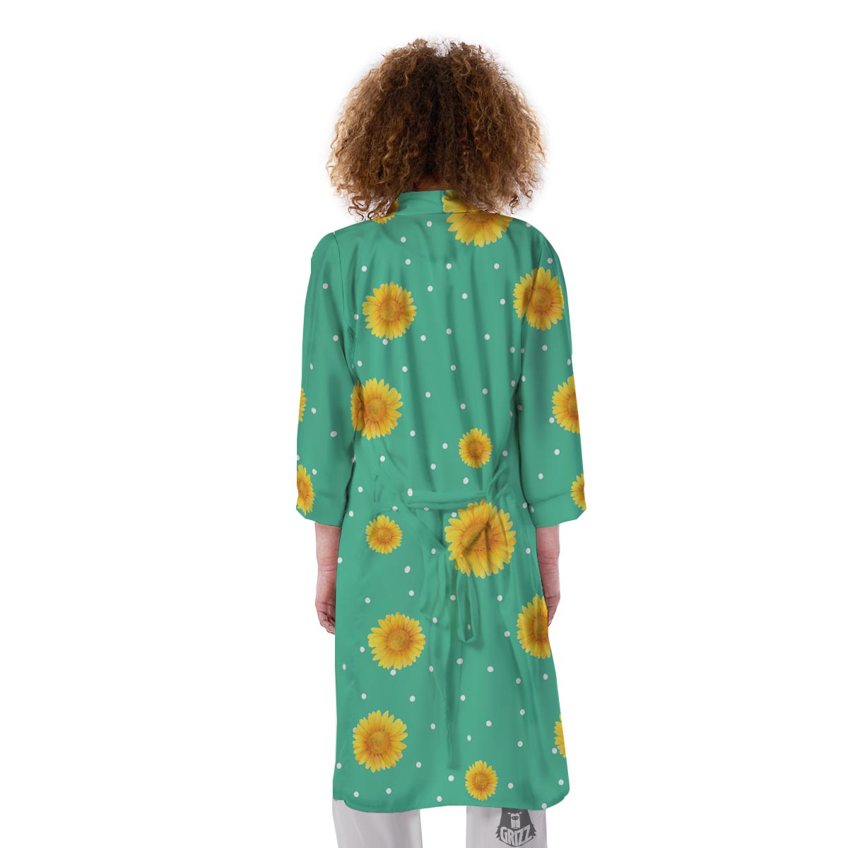 Polka Dot Sunflower Print Pattern Kimono-grizzshop