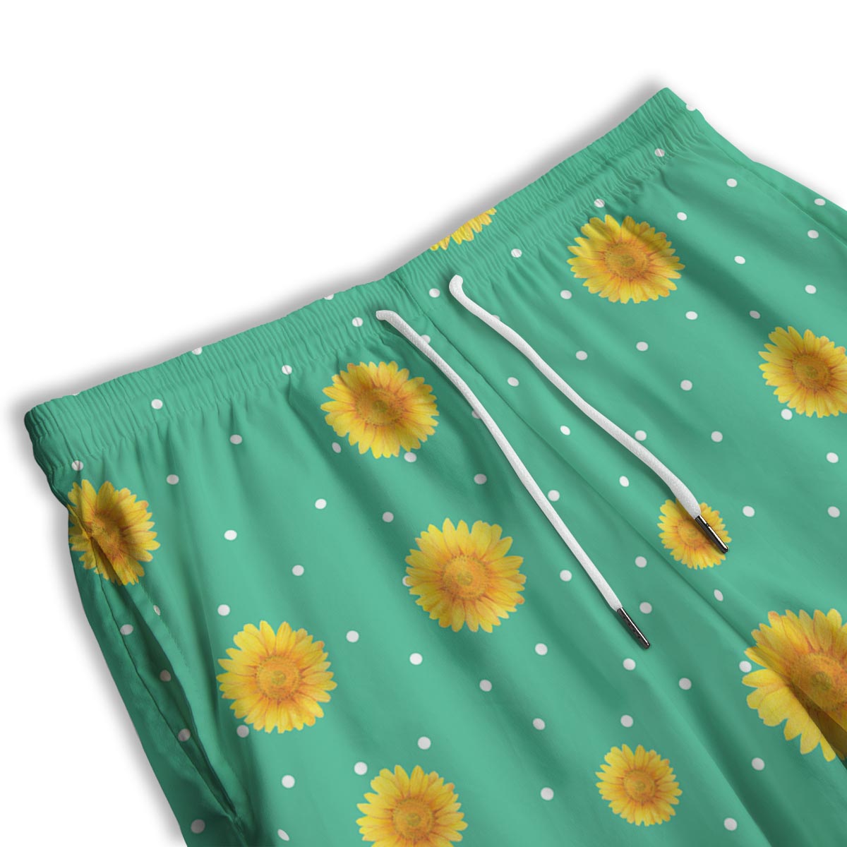 Polka Dot Sunflower Print Pattern Men's Athletic Shorts