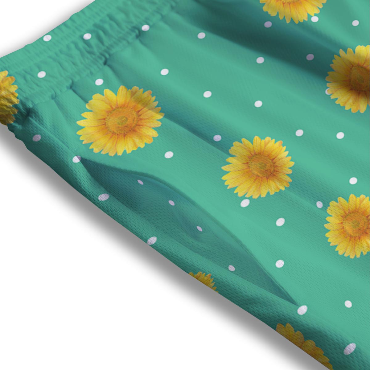 Polka Dot Sunflower Print Pattern Mesh Shorts