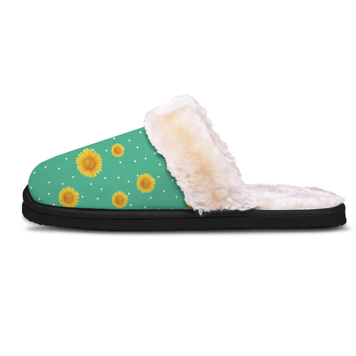 Polka Dot Sunflower Print Pattern Slippers-grizzshop