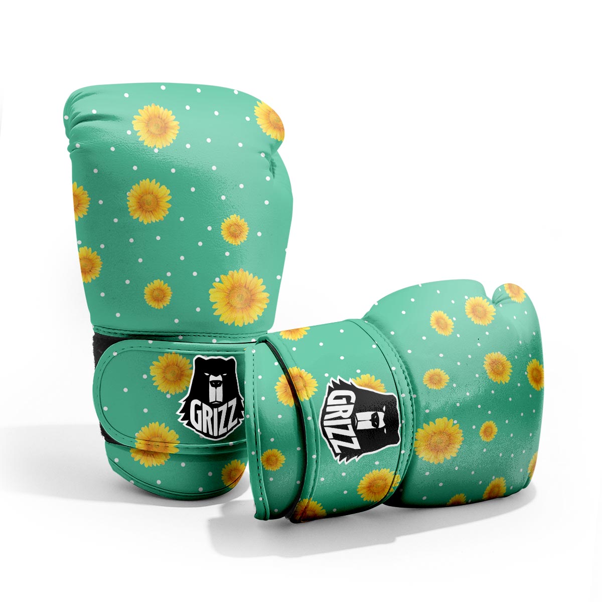 Polka Dot Sunflower Print Pattern Pro Boxing Glove