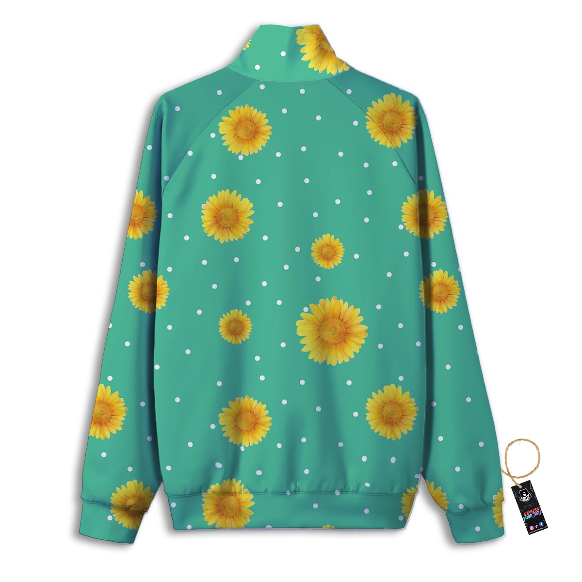 Polka Dot Sunflower Print Pattern Track Jacket-grizzshop
