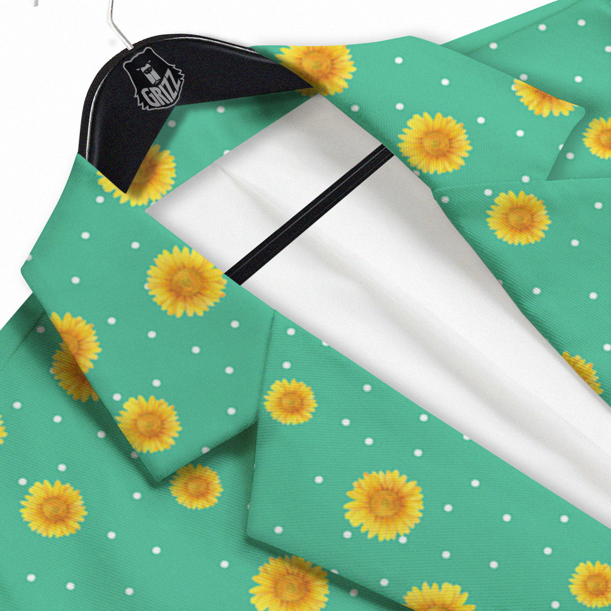 Polka Dot Sunflower Watercolor Print Pattern Men's Sport Coat-grizzshop