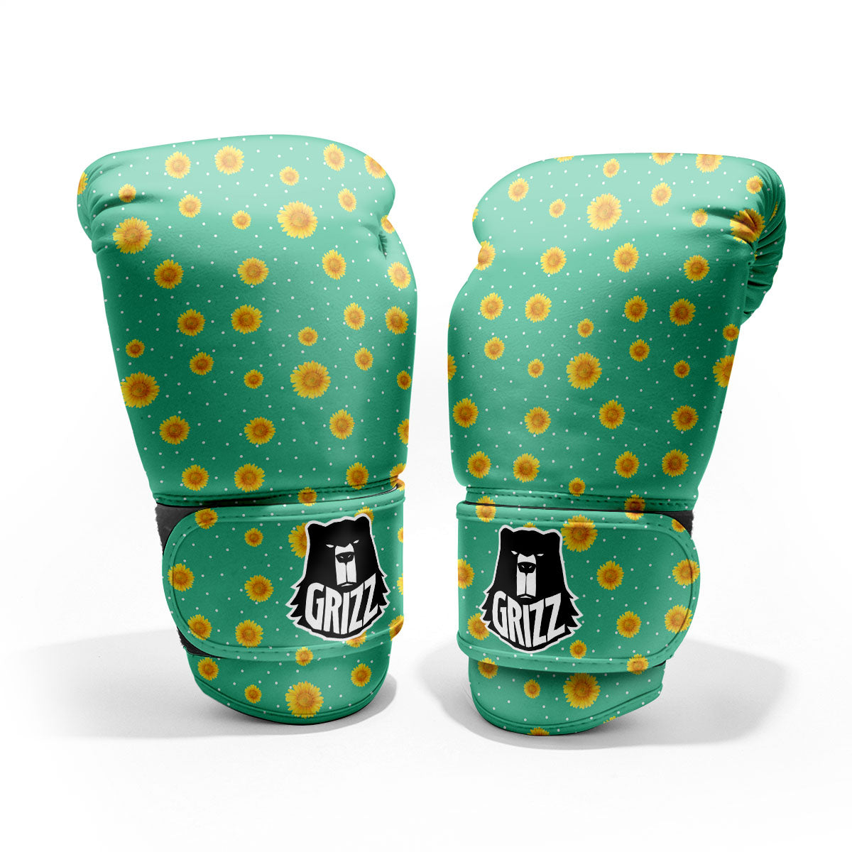 Polka Dot Sunflower Watercolor Print Pattern Pro Boxing Glove