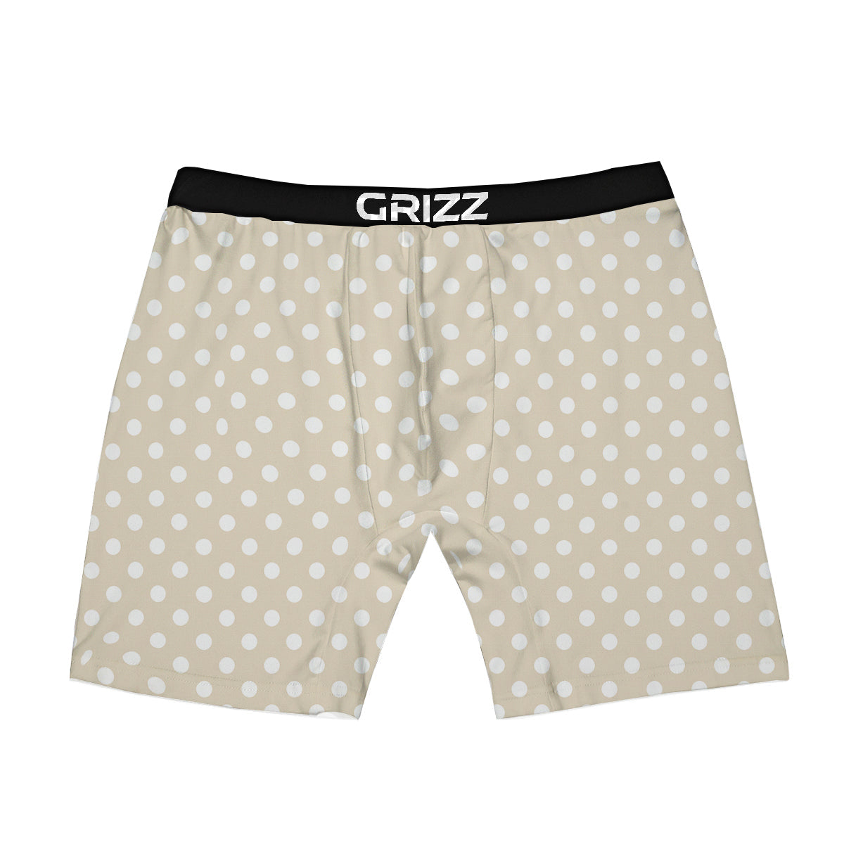 Polka Dot White And Beige Print Pattern Boxer Briefs-grizzshop