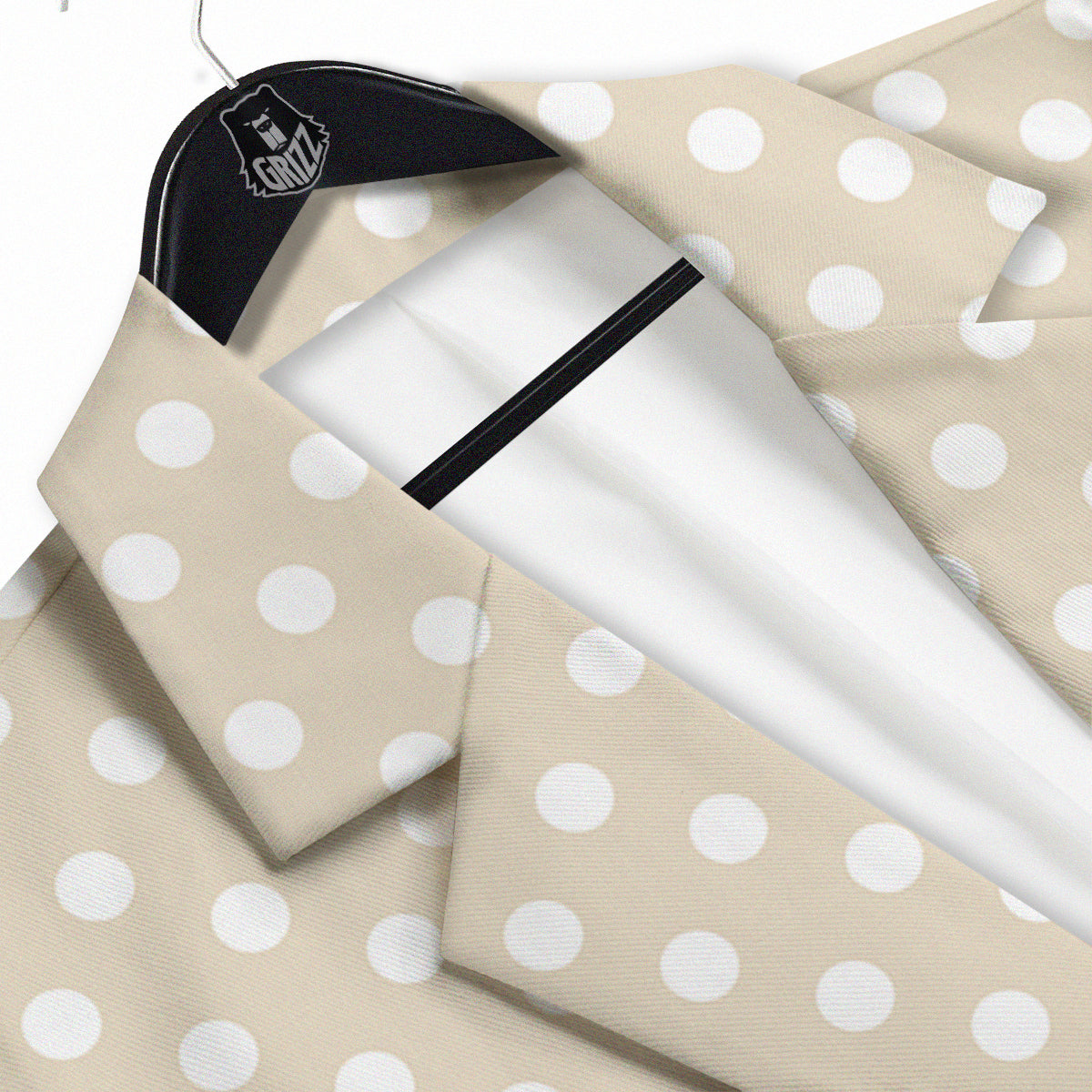 Polka Dot White And Beige Print Pattern Men's Sport Coat-grizzshop