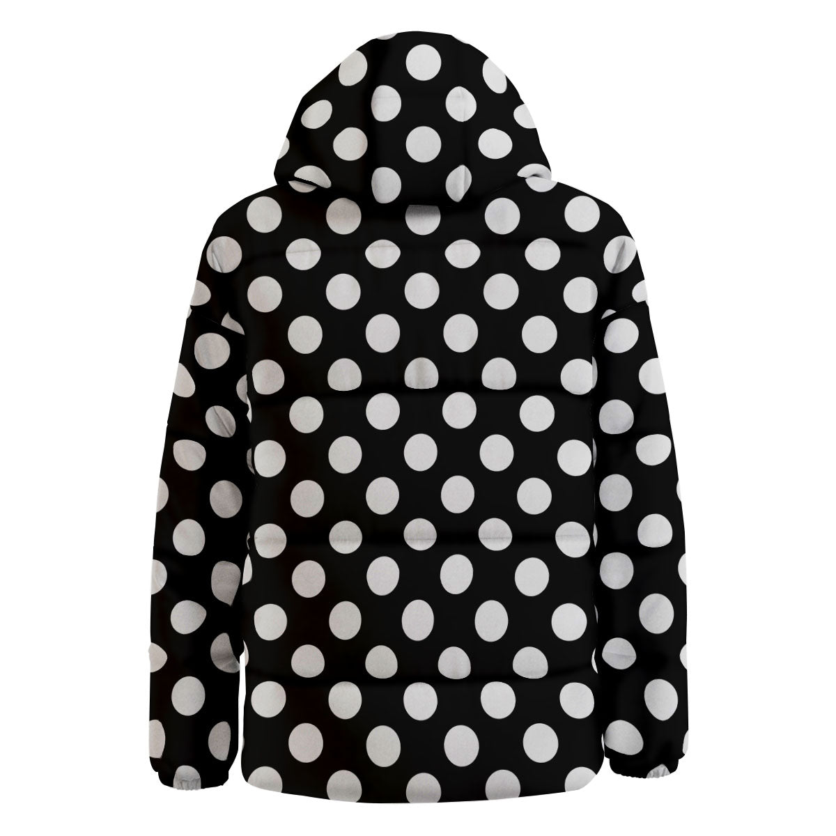 Polka Dot White And Black Print Pattern Down Jacket-grizzshop