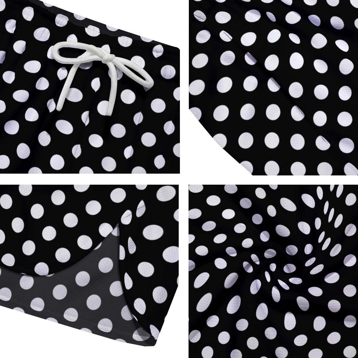 Polka Dot White And Black Style Print Pattern Men's Running Shorts-grizzshop