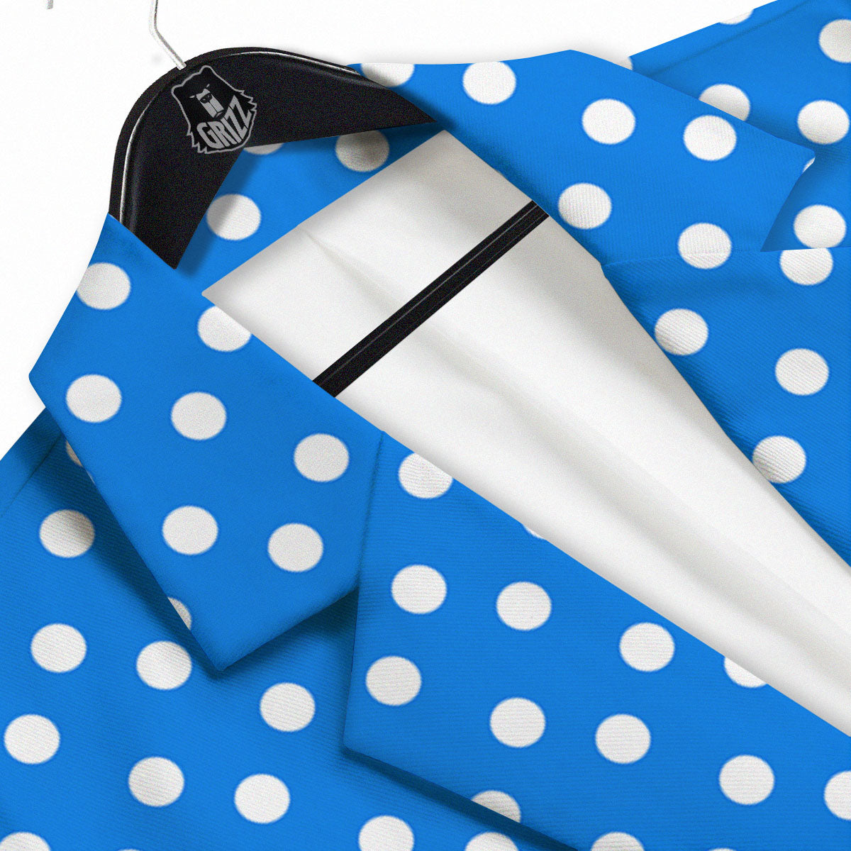 Polka Dot White And Blue Print Pattern Men's Sport Coat-grizzshop