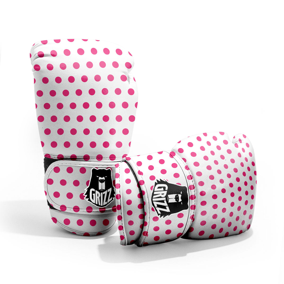 Polka Dot White And Pink Print Pattern Pro Boxing Glove