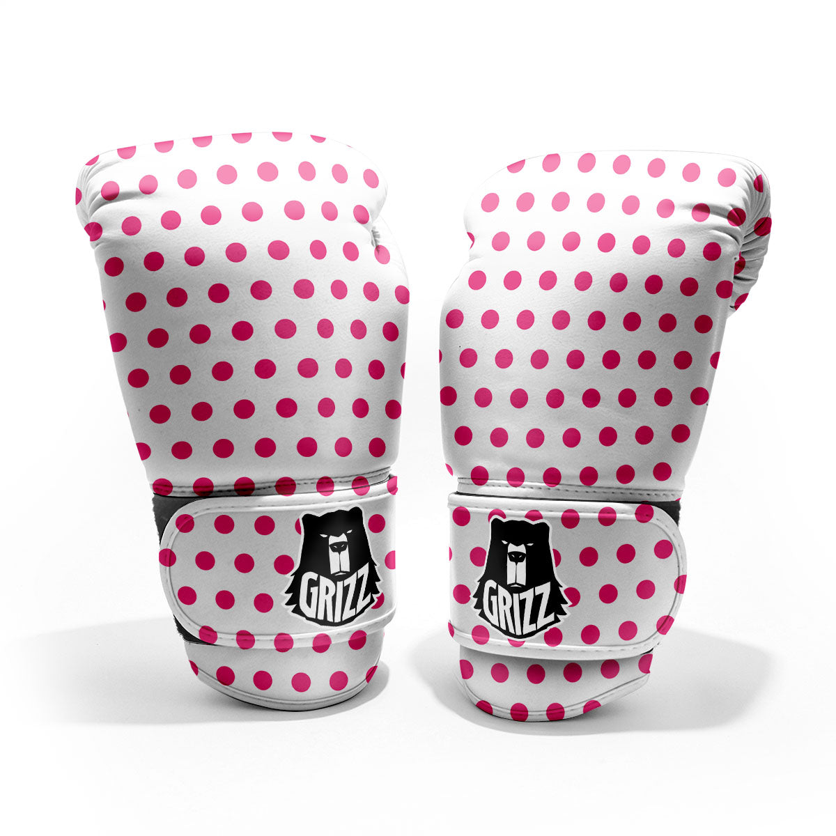 Polka Dot White And Pink Print Pattern Pro Boxing Glove