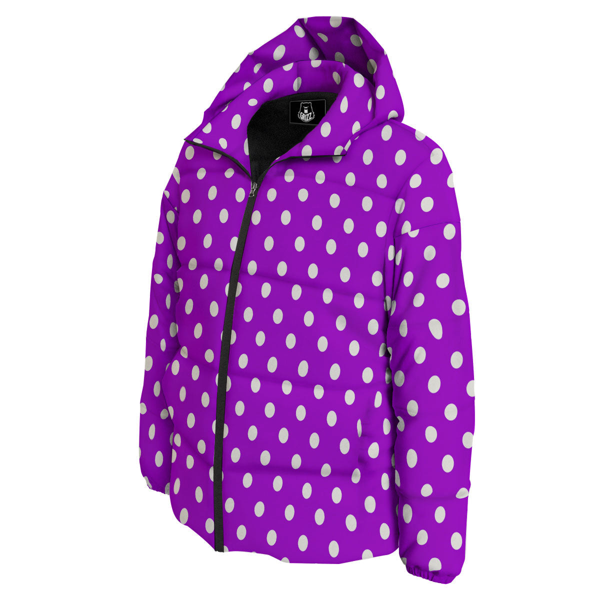 Polka Dot White And Purple Print Pattern Down Jacket-grizzshop
