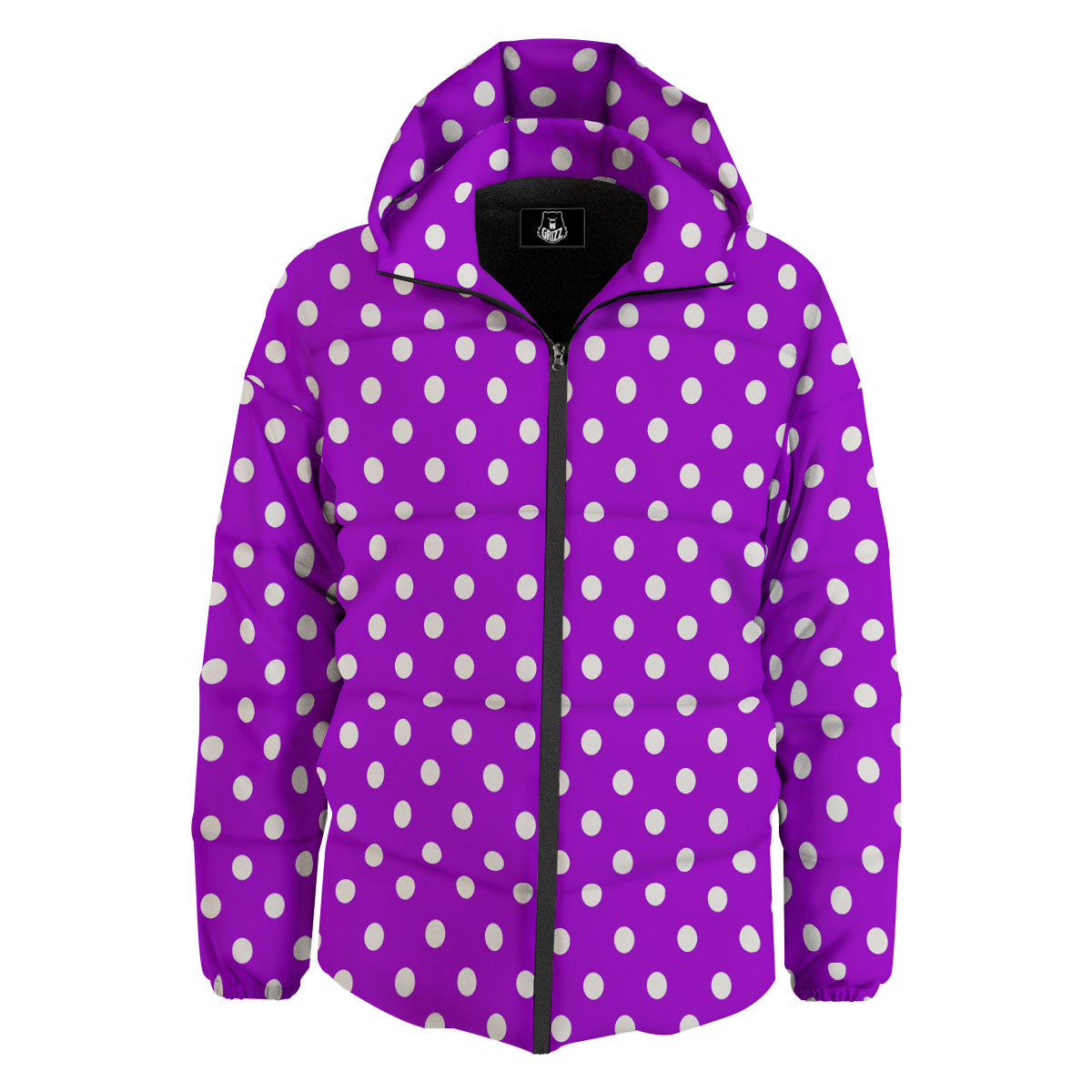 Polka Dot White And Purple Print Pattern Down Jacket-grizzshop