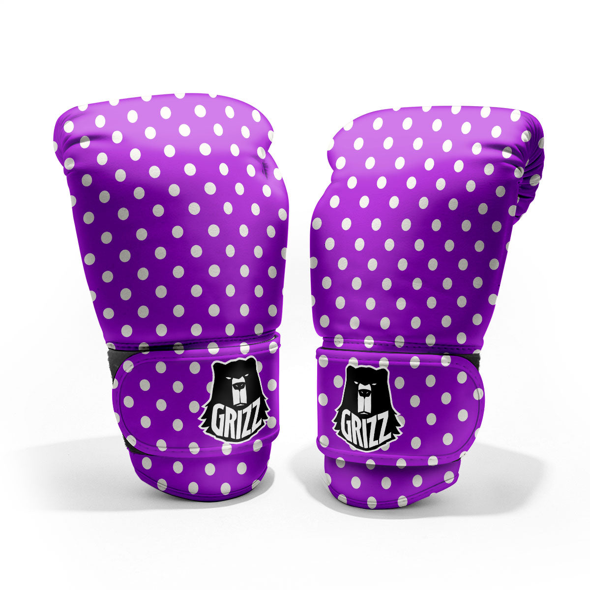 Polka Dot White And Purple Print Pattern Pro Boxing Glove
