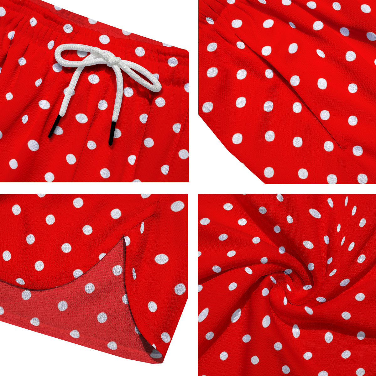 Polka Dot White And Red Print Men's Running Shorts-grizzshop