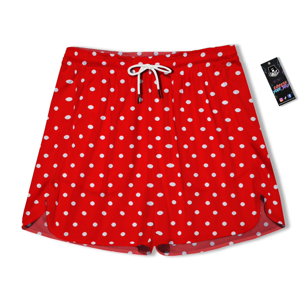 Polka Dot White And Red Print Men's Running Shorts-grizzshop
