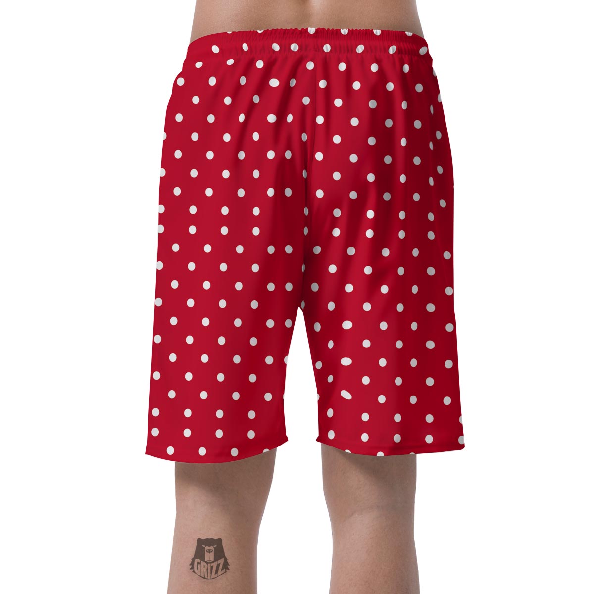 Polka Dot White And Red Print Pattern Men's Shorts-grizzshop