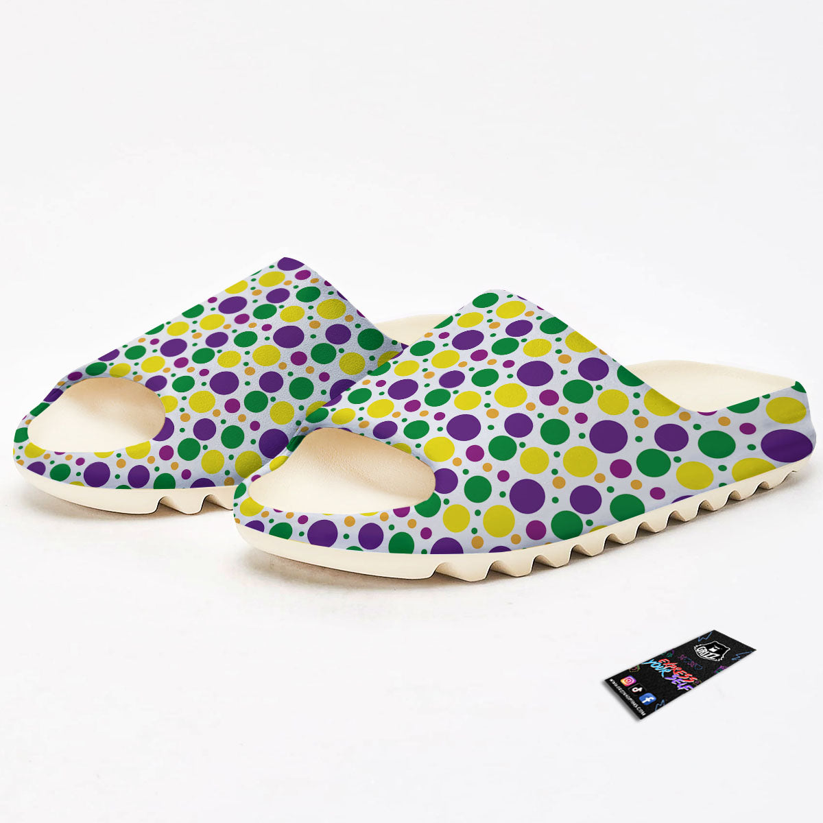 Polka Dot Mardi Gras Print Pattern Sandals-grizzshop