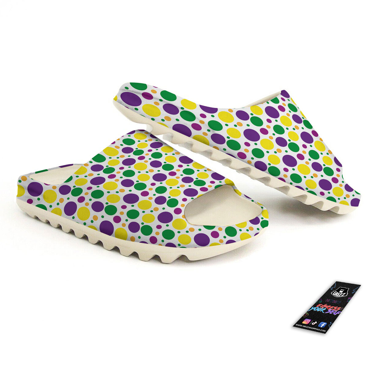 Polka Dot Mardi Gras Print Pattern Sandals-grizzshop