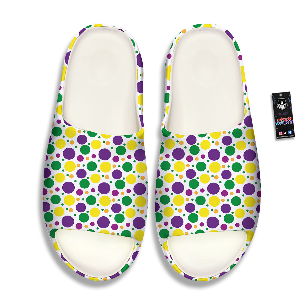 Polka Dot Mardi Gras Print Pattern Sandals-grizzshop