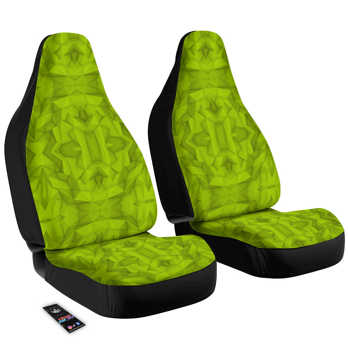 Polygonal Geometric Lime Green Print Car Seat Covers-grizzshop
