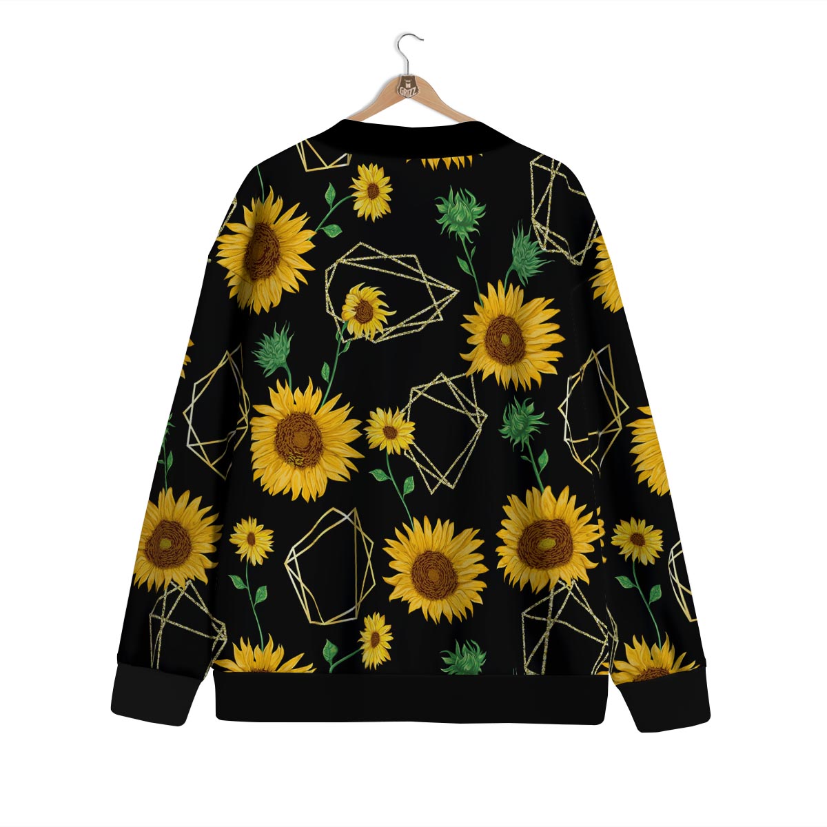Polygonal Sunflower Print Pattern Cardigan-grizzshop