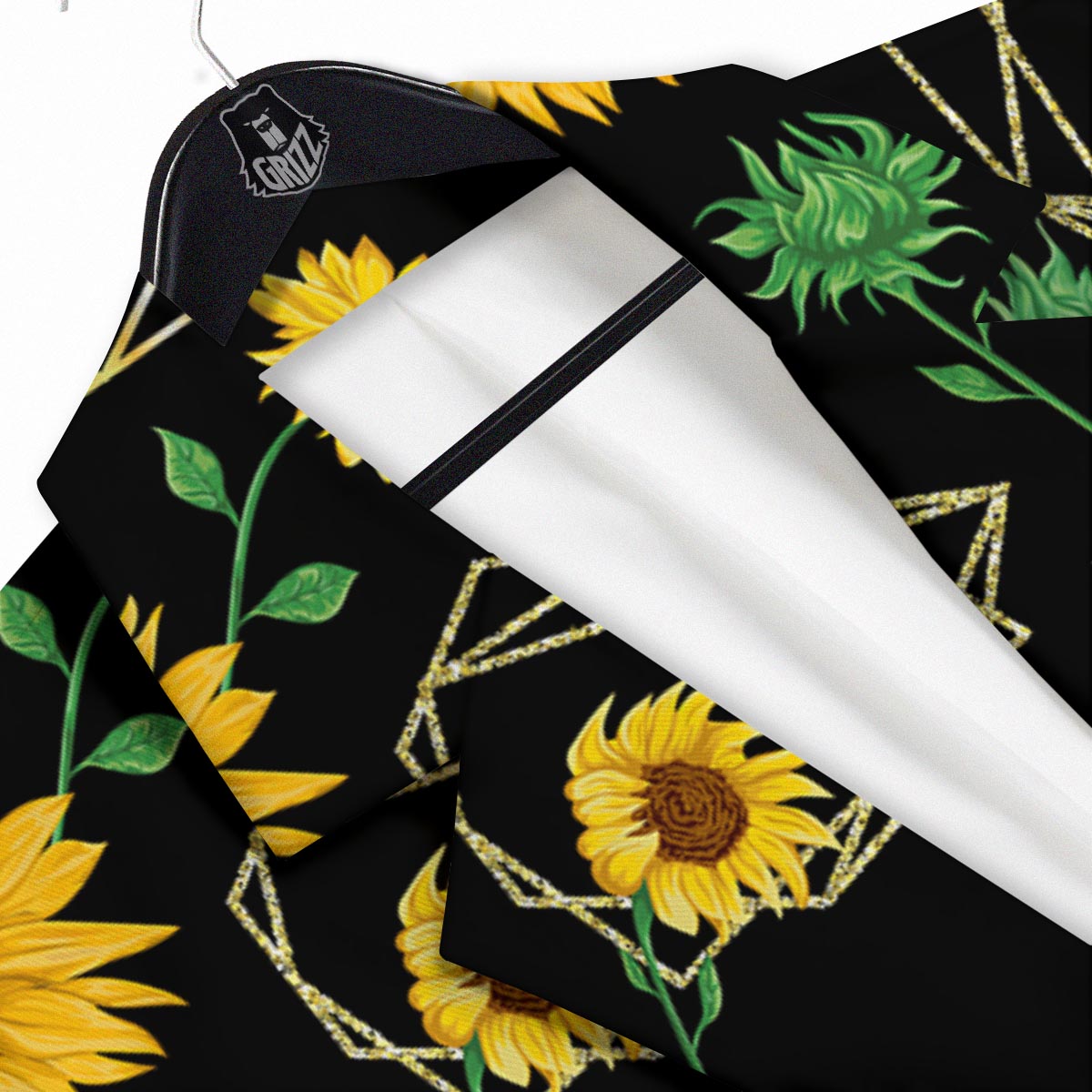 Polygonal Sunflower Print Pattern Men's Sport Coat-grizzshop