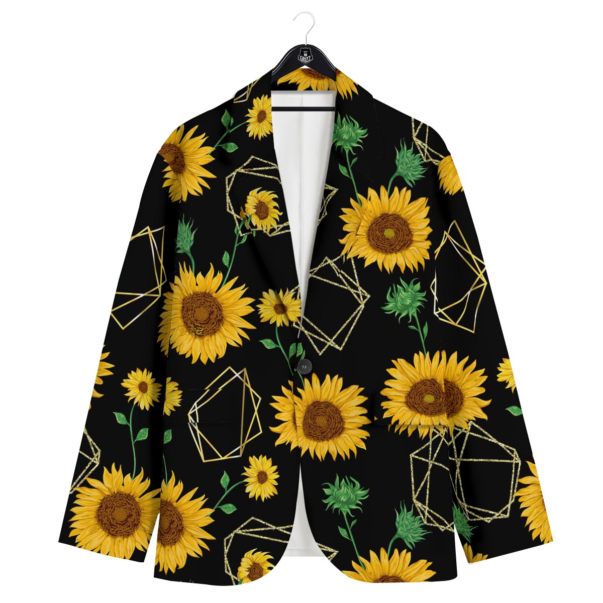 Polygonal Sunflower Print Pattern Men's Sport Coat-grizzshop