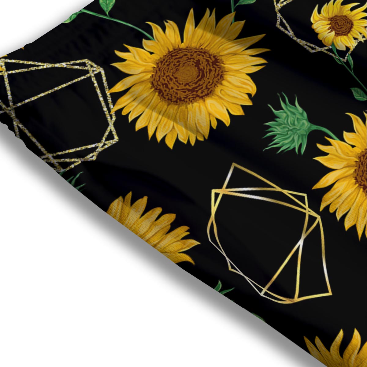 Polygonal Sunflower Print Pattern Mesh Shorts