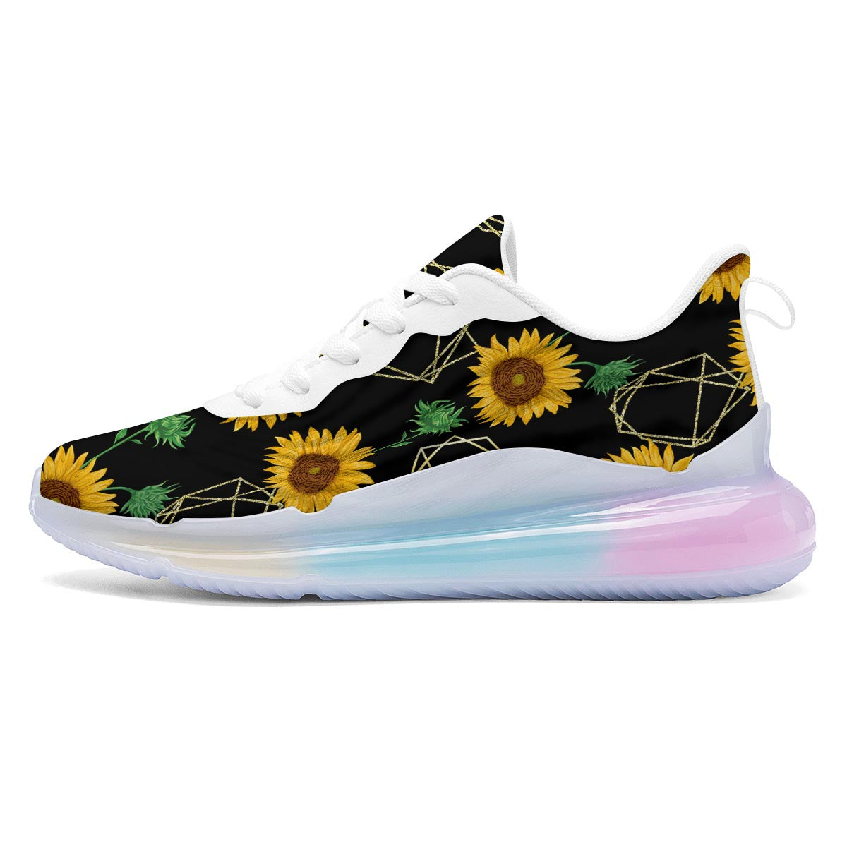 Polygonal Sunflower Print Pattern Running Sneakers-grizzshop