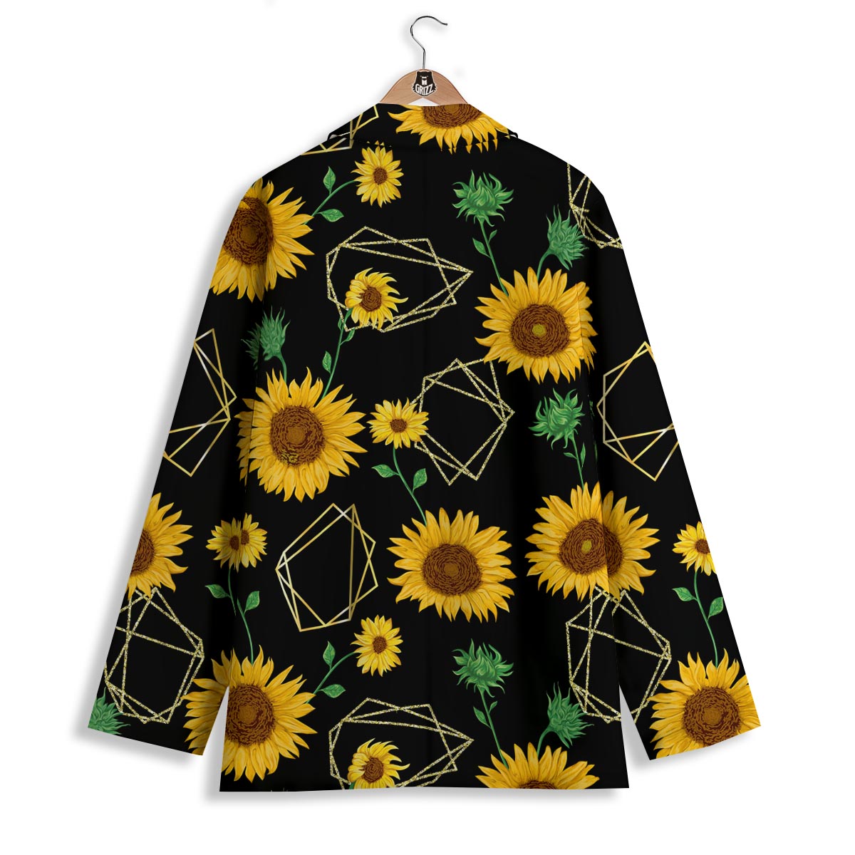 Polygonal Sunflower Print Pattern Women's Blazer-grizzshop