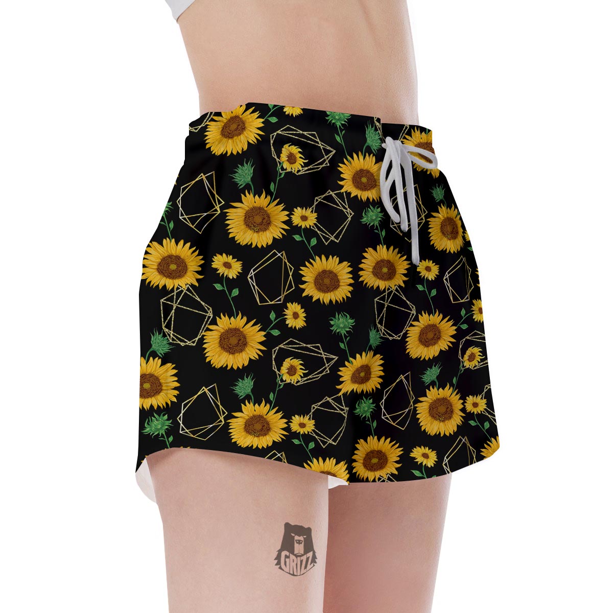 Polygonal Sunflower Women's Shorts-grizzshop