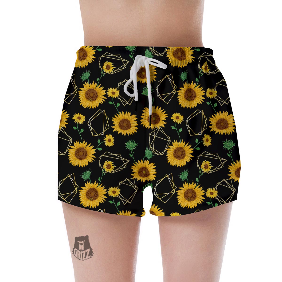 Polygonal Sunflower Women's Shorts-grizzshop