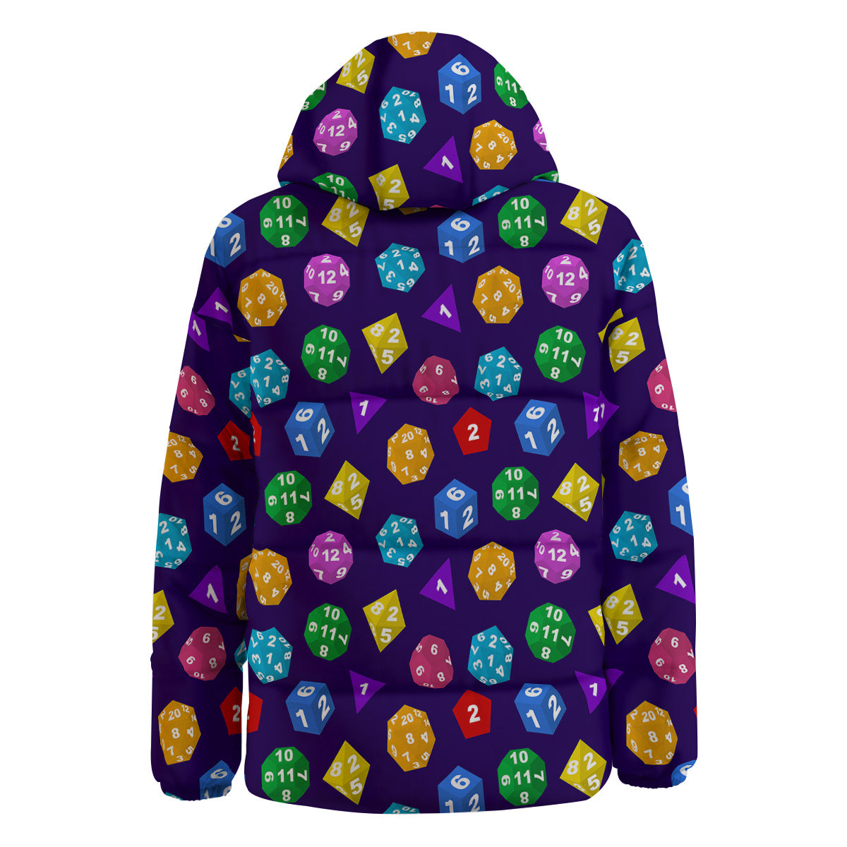 Polyhedron Dice Colorful Print Pattern Down Jacket-grizzshop
