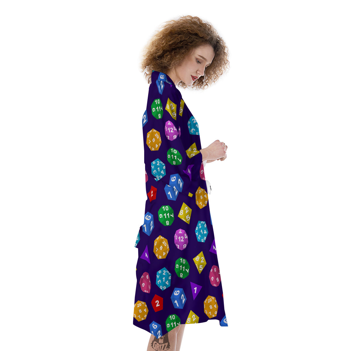 Polyhedron Dice Colorful Print Pattern Kimono-grizzshop