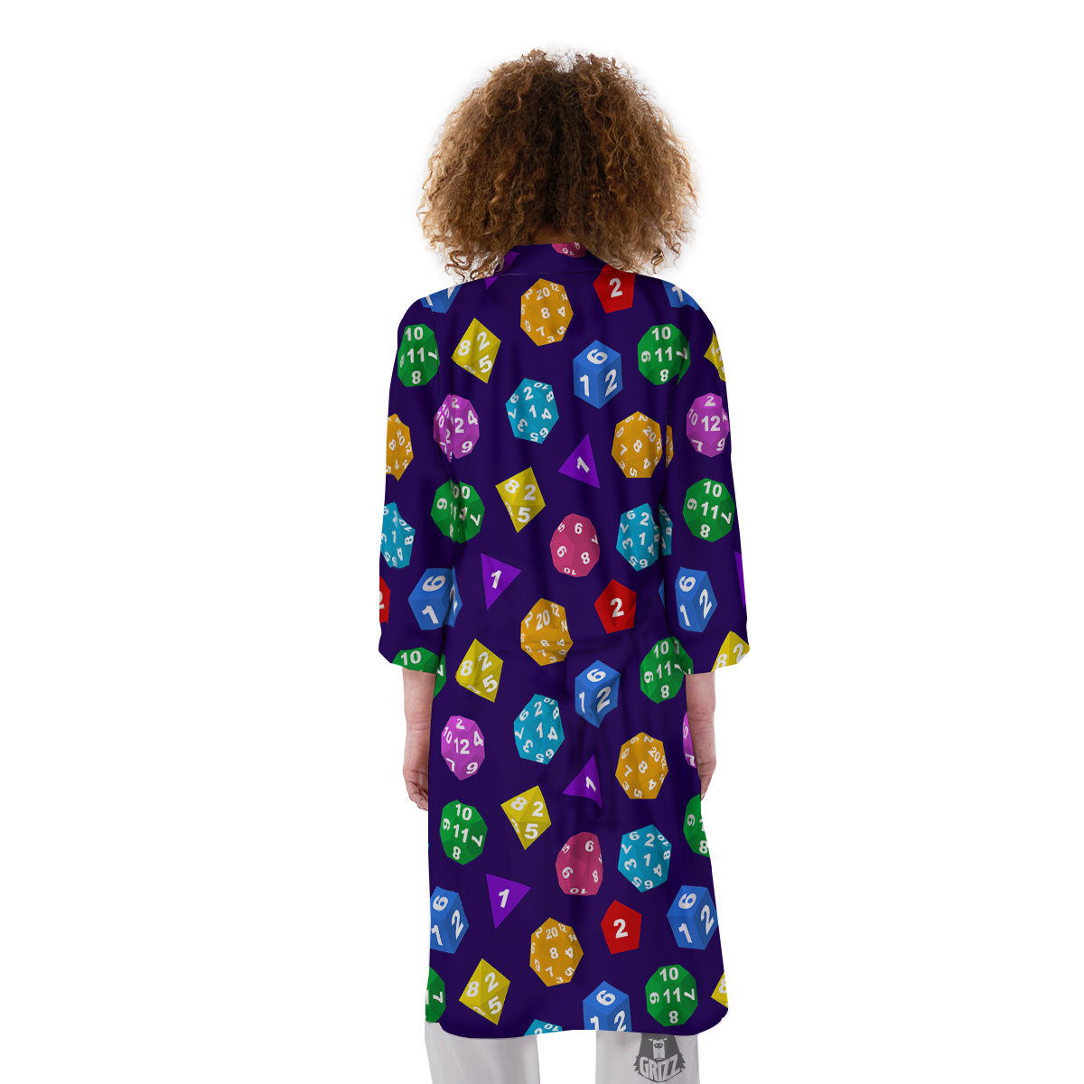 Polyhedron Dice Colorful Print Pattern Kimono-grizzshop