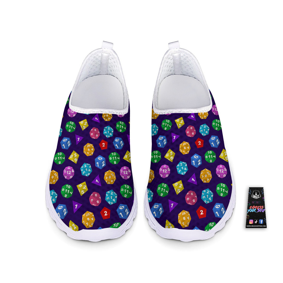Polyhedron Dice Colorful Print Pattern Nurse Shoes-grizzshop
