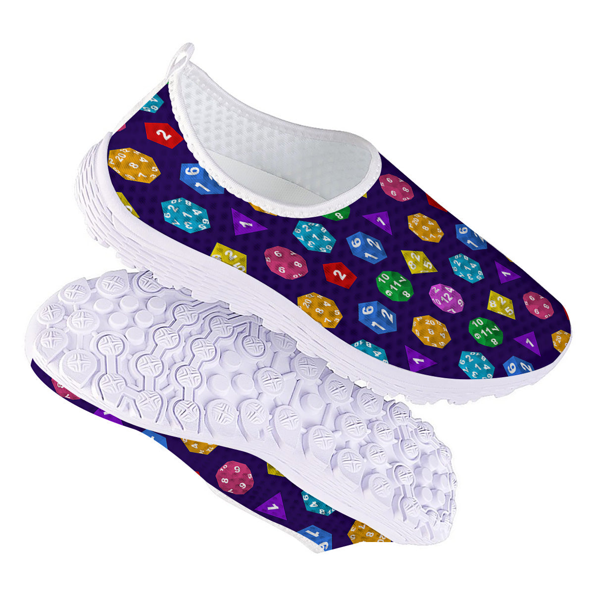 Polyhedron Dice Colorful Print Pattern Nurse Shoes-grizzshop